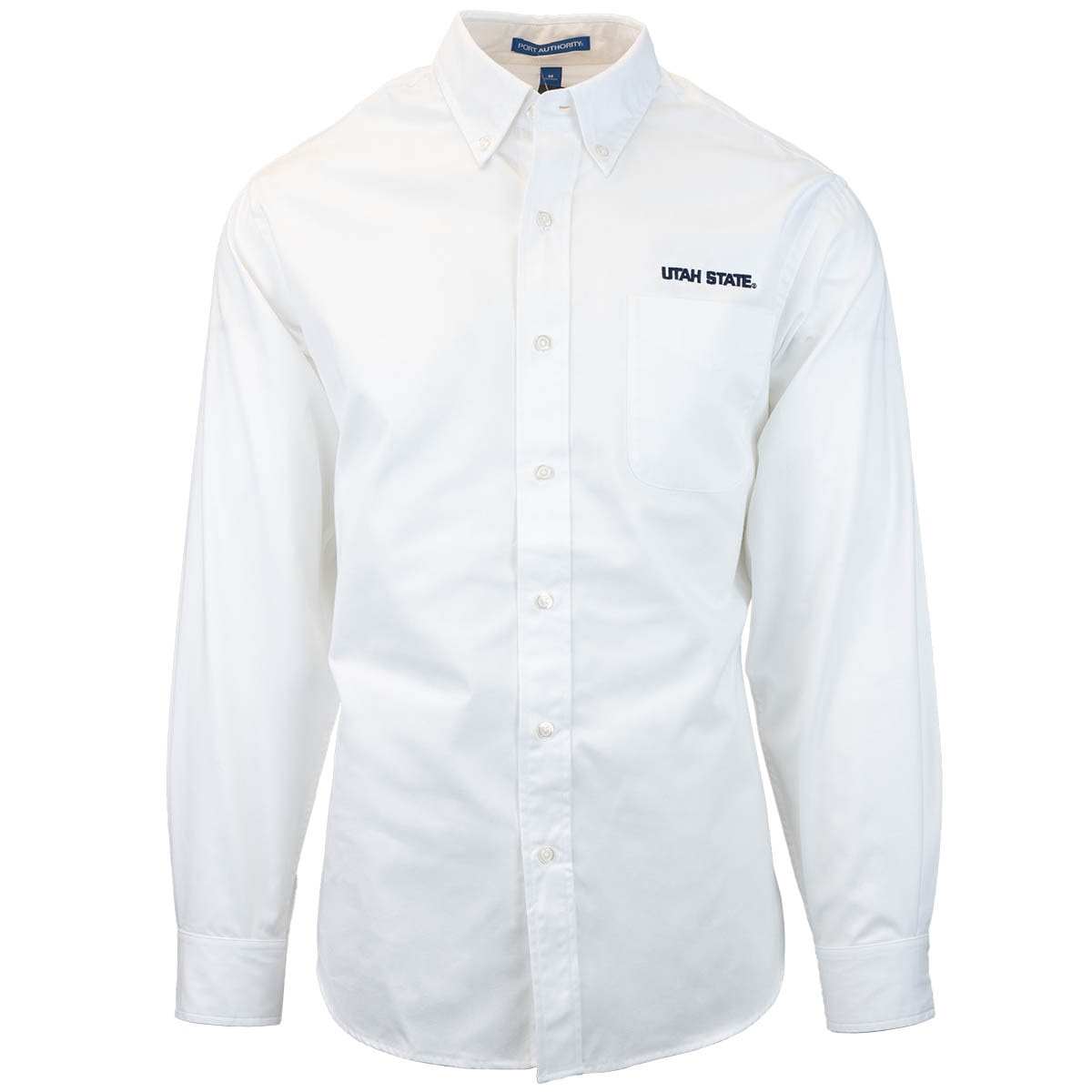 Men's Utah State Embroidered Button Up Dress Shirt White